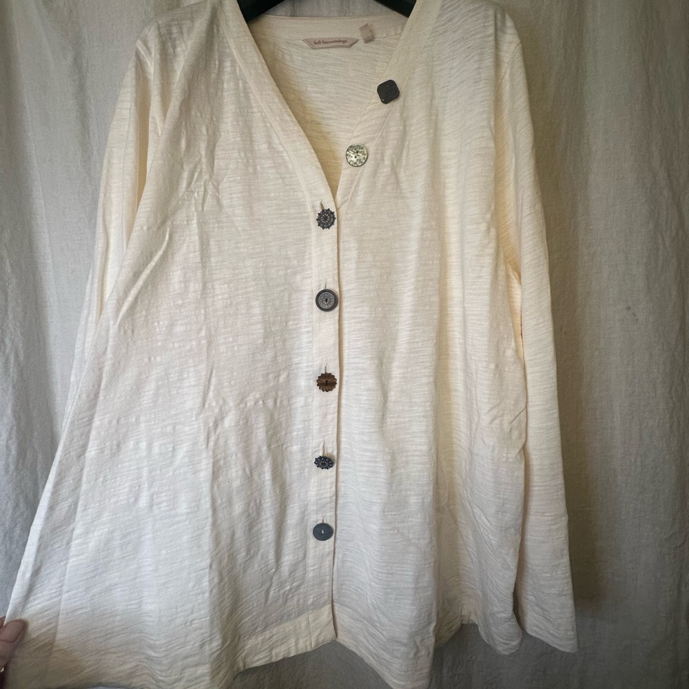 Cream Button-Up Cardigan